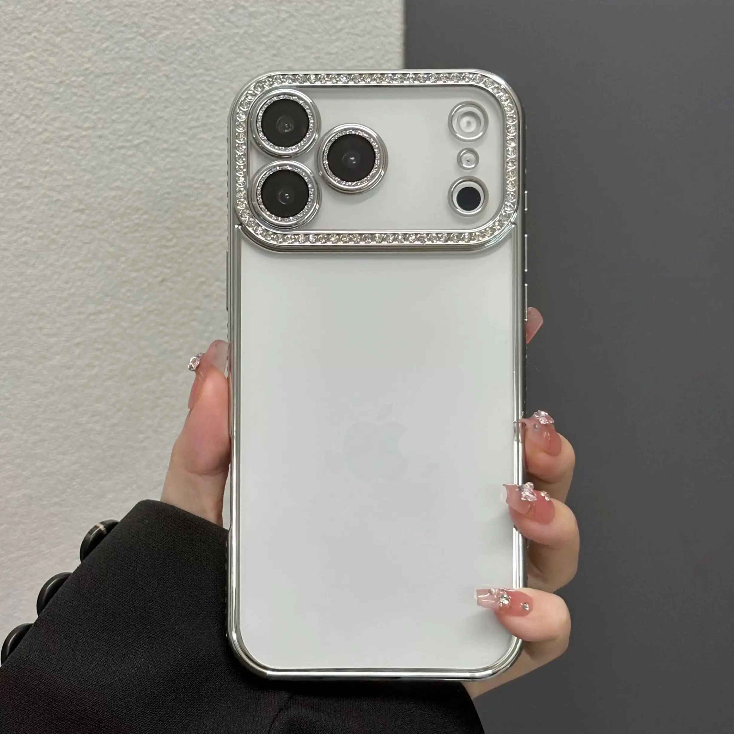 for iPhone17 16 15 14 Pro 13 Pro Max 16Plus   luxurious rhinestone - adorned cases feature a full - edge wrap a transparent design and are stylish and drop - resistant