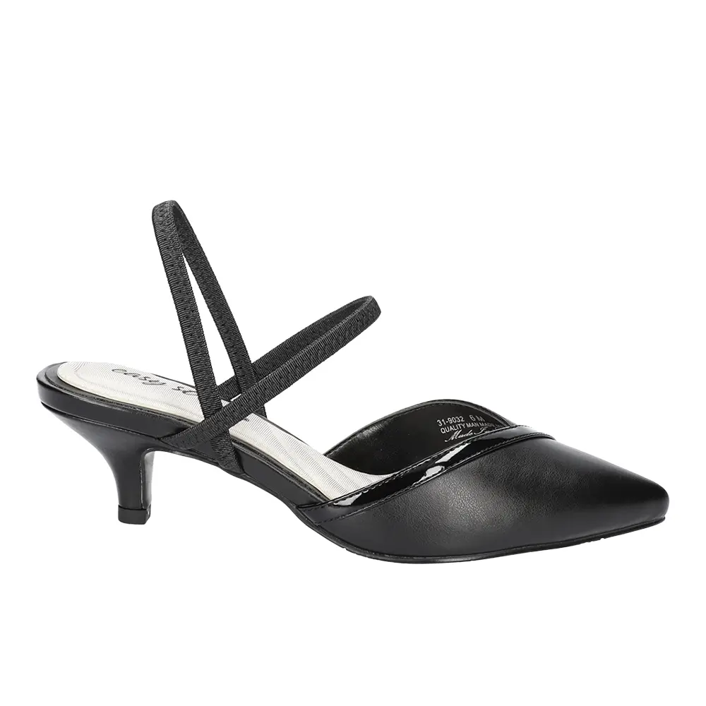 Easy Street Womens Unna Pointed Toe Slingback Pumps Dress Casual Low Heel 1-2" - Black