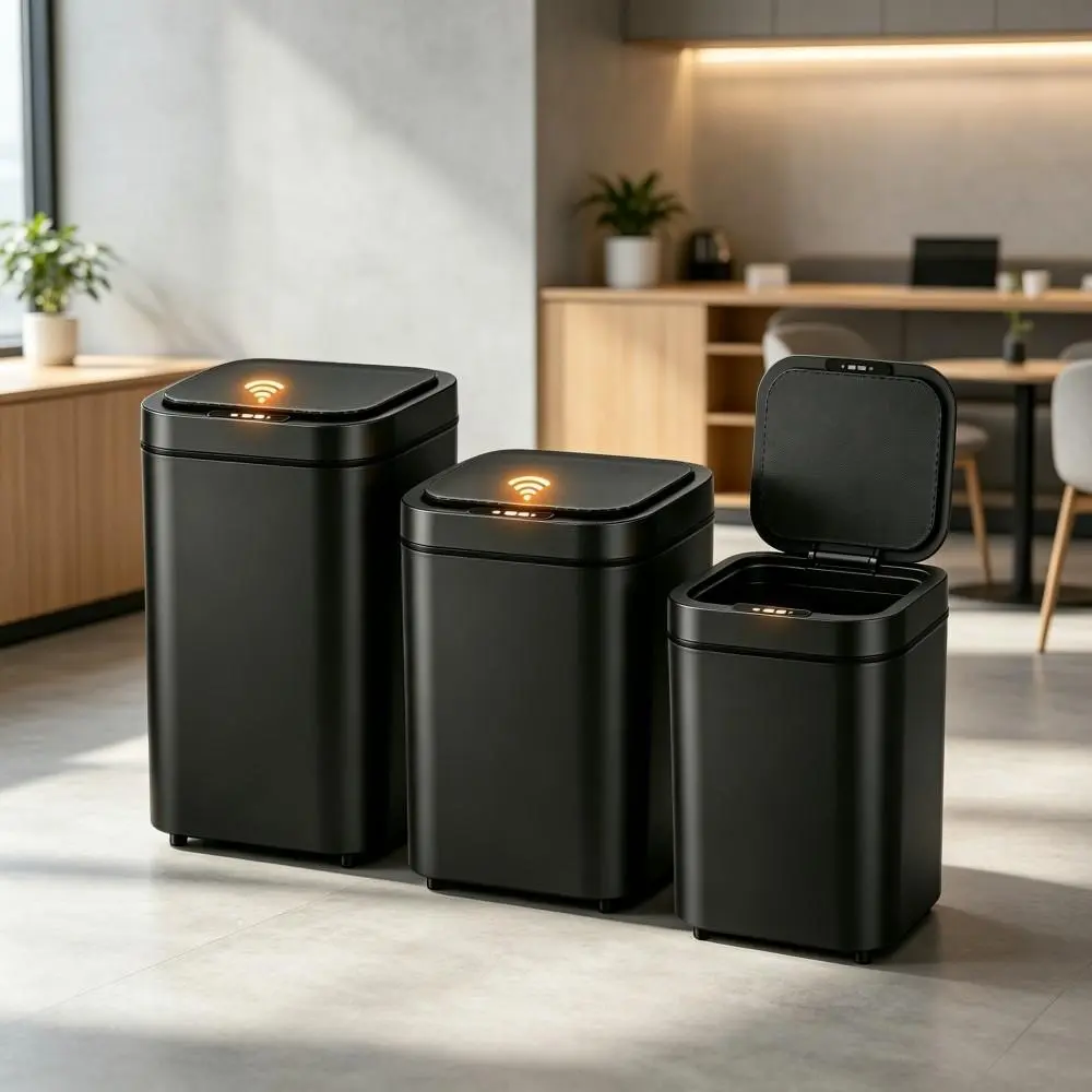 Touchless Motion Sensor Narrow Trash Can with Lid, Slim Automatic Garbage Bin, Pop-Up Waste Basket for Kitchen Bedroom Office