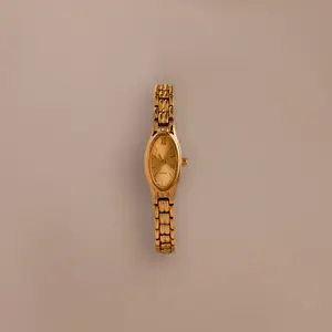 Slim Oval Timepiece by Caitlyn Minimalist - Vintage Style 18K Gold Plated & Mixed Metal Link Watch for Women - Dainty Jewelry - Gift for Her