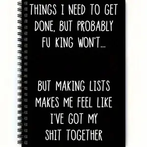 Funny Spiral Notebook with Swear Words, Adult Humor to Do List Planner Journal, Sarcastic Quote Notebook for Office Work School