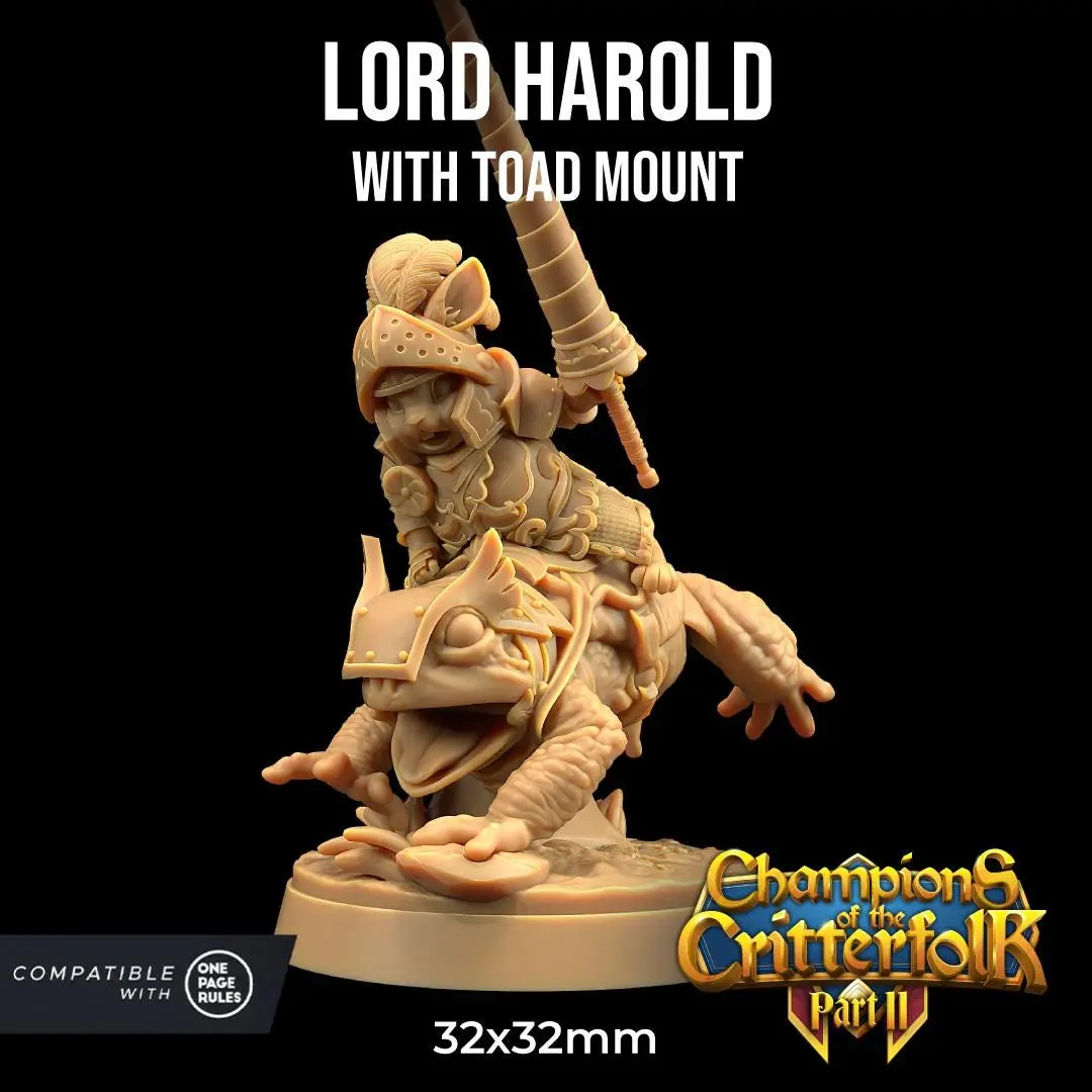 Lord Harold Toad Mount Bunny Frog Rider | The Dragon Trappers Lodge | 32mm Scale | Miniature TTRPG Mini DnD Dungeons and Dragons Wargame