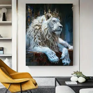 1pc Wrapping   Home Decor The-Lion-King-Sits-On-His-Throne-And-Looks-Down-On-Everything (7) Suitable for Home Decorative Paintings, Murals, Birthday Gifts, Living Room, Bedroom, Office, Kitchen, Restaurant, Bar Wall Art, Holiday Gift Creati