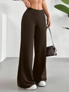 Pure Color High-Waisted Flare Straight Leg Pants, Flowy Wide Leg, Loose Palazzo Pants, Women's Casual Fashion, Comfortable and Stylish, Perfect for Daily Wear