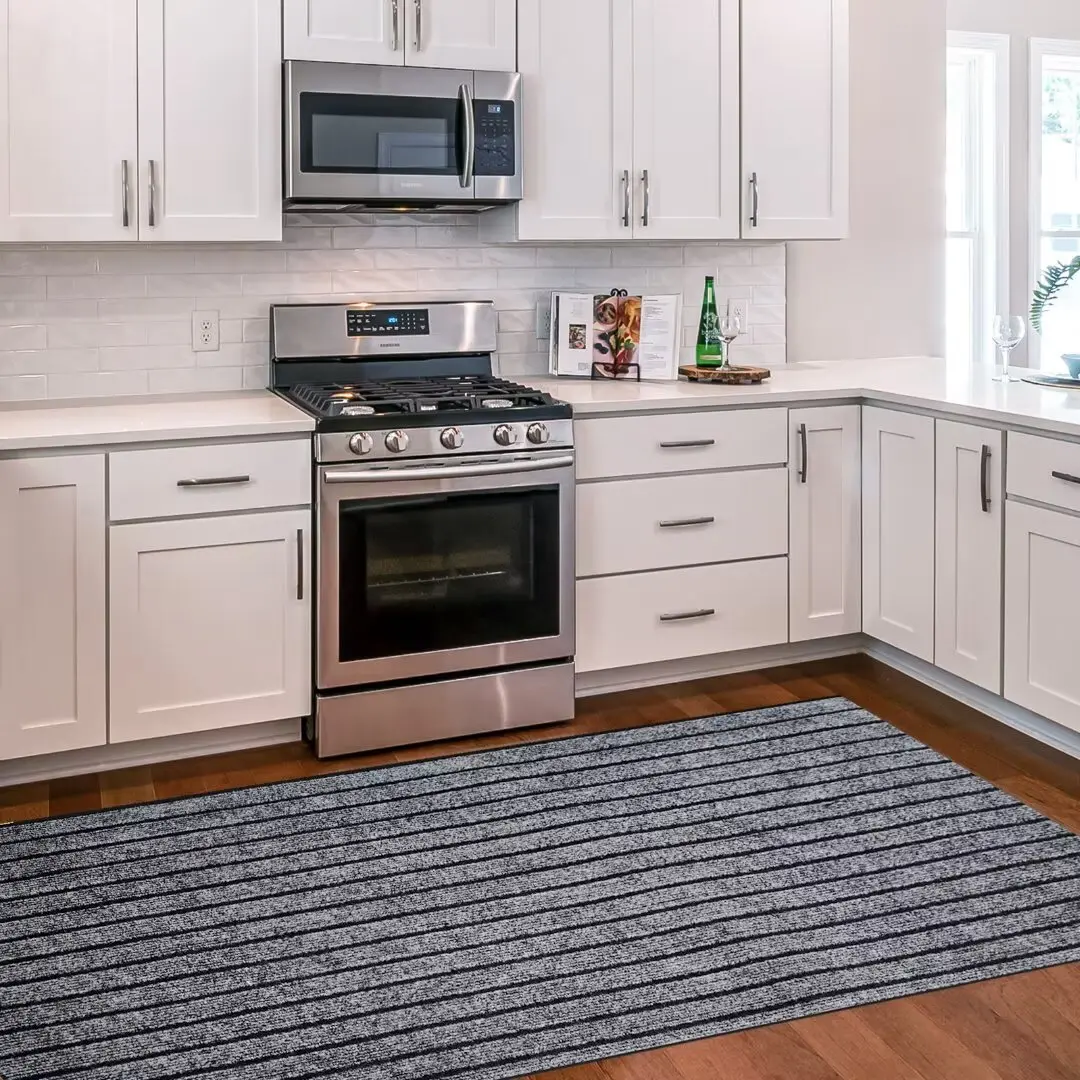Non-Slip Runner Rug, Cuttable Waterproof Low Pile Floor Mat for Indoor Outdoor Kitchen, Garage, Entryway, All Weather