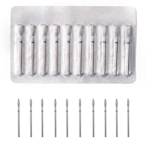 10pcs Professional Diamond Flame Cuticle Drill Bits Set, 3/32'' Precision Nail Art Tools for Manicure Pedicure, Dead Skin Removal, Nail Salon Equipment, Unscented