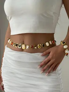 Vintage Style Body Chain, Fashionable Body Jewelry for Women & Girls, Trendy All-match & Exquisite Jewelry for Birthday Gift, Waistbeads