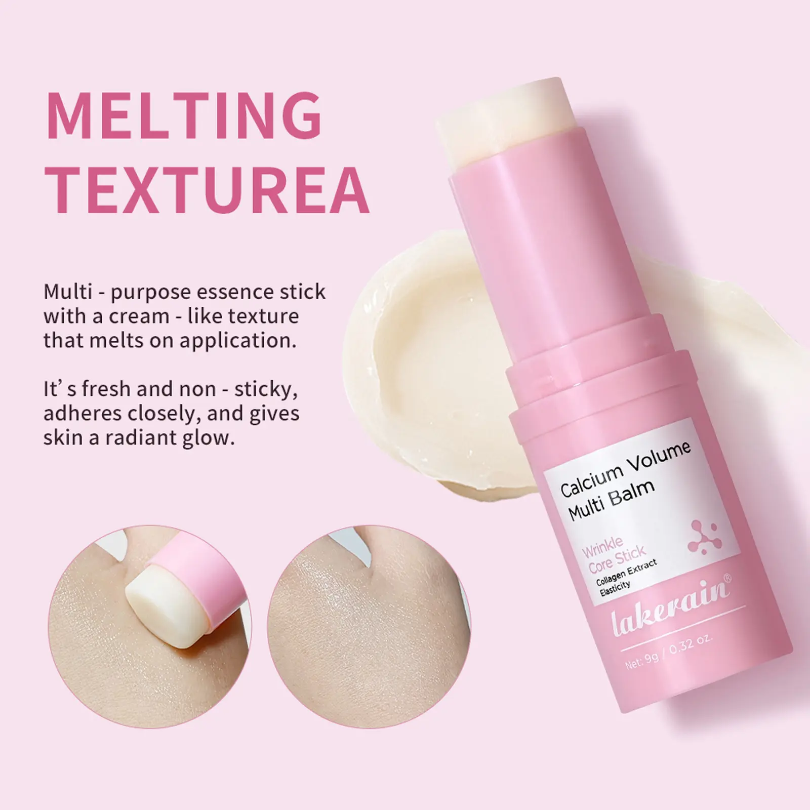 Calcium Volume Multi Balm Stick Collagen Wrinkle Core Stick Anti-Aging Eye Face Moisturizer Reduce Dark Circles Eye Puffiness Fine Lines Firming Hydrating Portable Travel Skincare Stick for All Skin Types