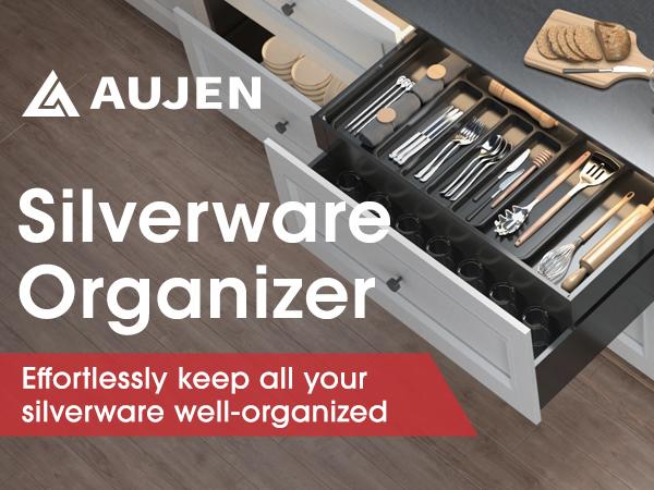 Expandable Silverware Organizer – Adjustable Kitchen Drawer Tray for Forks, Knives, Spoons, Multipurpose Storage, Black