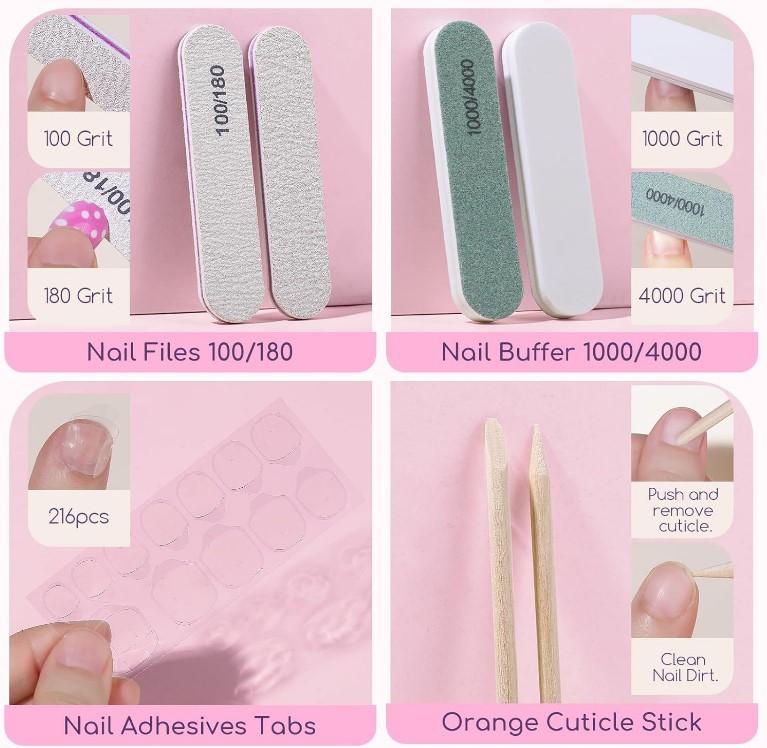 Teenitor 216pcs Kids Press On Nails for Girls, 9 Styles of 8-12 Years Girls Press On Nails for Kids, Full Cover Fake Nails for Little Girl, Short Acrylic Nails Set