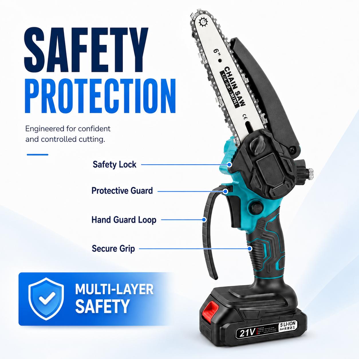 Mini Chainsaw Cordless,6 Inch Portable Electric Chainsaw with 2 Batterys/Automatic Oiler/Security Lock/Powered Small Handheld Saw for Trees Branches Trimming,Gifts for Father Men Dad Husband