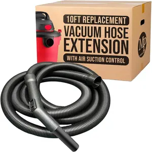Vacuum Hose Replacement Coatible with Shop Vac Style Wet Dry Vacuum Cleaner - Crushproof Dust Collection Hose for Industrial and Commercial Use with Suction Control - 10' x 1-1/4"