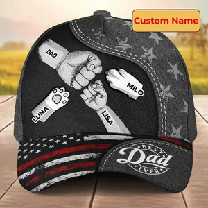 Personalized Fist Bump Daddy & Grandpa Classic Cap – USA Flag Themed Hat – Father’s Day Gift for Dad, Grandpa & Husband