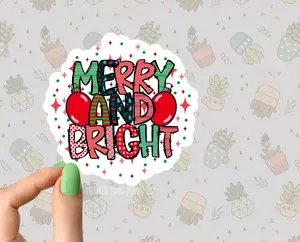 merry and bright vibes sticker, Santa sticker funny christmas stickers, funny employee boss sticker funny Sarcastic Sarcasm Sticker Book lover Funny Plant Stickers for Tumblers and Water Bottles Waterproof 3"