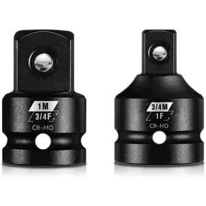 2 count Impact Socket Adapter and Reducer Set, 3/4" to 1" & 1" to 3/4" Socket Adapter Set, SAE Drive Cr-Mo Steel Exceeds ANSI Standards, Square Drive for Impact Driver Wrench