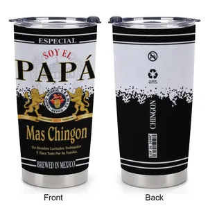 20oz Insulated Portable Stainless Steel Tumbler Flask - Funny Mexican Heritage "Soy El Papá Mas Chingon" Father's Day Gift for Dad, Stainless Steel Drinkware for Daily Work Commute Beverage Use