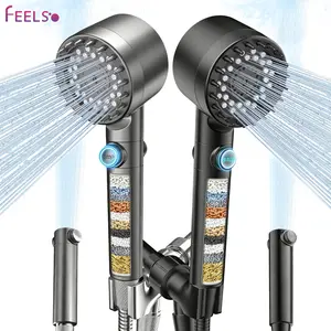 FEELSO Updated Filtered Shower Head with Handheld High Pressure 4 Spray Nozzles for Hard Water Remove Chlorine Reduce Dry Skin ON/OFF Switch for Pet Bath
