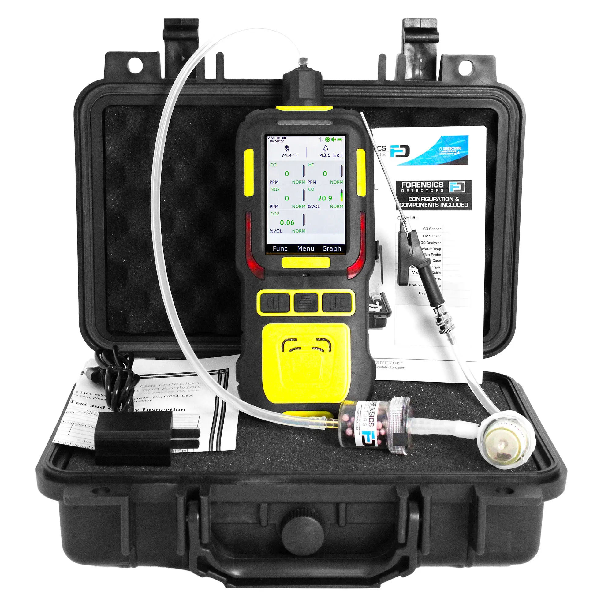 5 Gas Analyzer | Automotive Exhaust Emission | CO, O2, HC, NOx, CO2 |