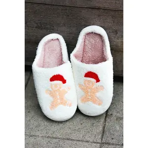 Holiday Gingerbread Print Fleece Slippers