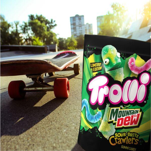 Trolli Mountain Dew Sour Brite Crawlers - 4.25oz - Limited Edition Spooky Halloween Treats - Epic Flavor Fusion - Sour & Citrus Gummy Candy