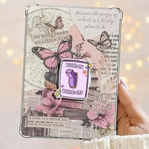 BOOK ON, WORLD OFF Magnetic Kindle Grip Book Lover Cute Kindle Accessories Phone Holder PopSocket Phone Grip Magnetic Pop Socket Phone Grip