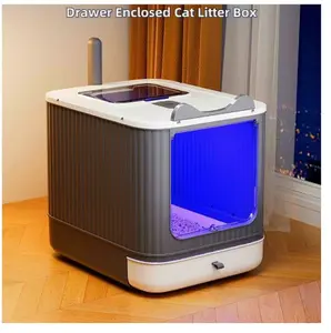 upgraded large cat litter box, two-way door for entry and exit, can be adjusted to one-way control,
