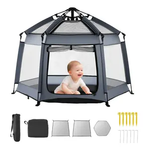 VEVOR Baby Playpen, 78.7x 58.7 Large Toddlers Playpen, Indoor/Outdoor Baby Fence Play Yard with 50 Ocean Balls, Zippered Door Breathable Mesh, No - Gap Safety Activity Center for Babies ToddlersHoliday giftsVEVOR Super Brand Day