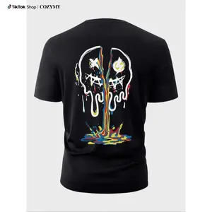 Men's  Smile Face Print Round Neck Tee, Regular Fit Street Fashion Casual Short Sleeve T-shirt for Daily Wear, Men's Summer Clothes