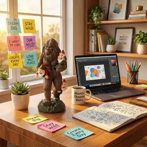 Bigfoot Holding Three Garden Gnomes Resin Ornament - Whimsical & Playful Garden Decoration with Vibrant Colors, Realistic Fur Texture, Natural Green Base, Perfect for Garden, Patio, Desk, Indoor Shelf - 20cm Height / 8 inches