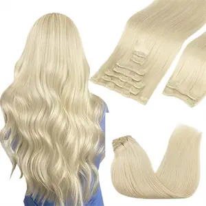 18-26inch Clip in Blonde Color Hair Extension Set 8pcs 120g with 18 Clips 2 Pieces Each  Wide Wefts for Stylish Look Versatile Clips Easy Application