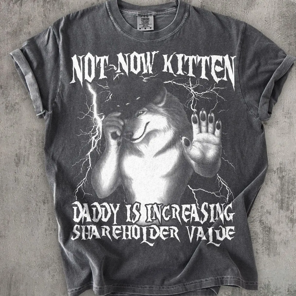 Not Now Kitten Daddy Increasing Shareholder Value Funny Werewolf Meme T-shirt, Vintage Graphic Shirt, Weird Shirts, Unhinged Clothes