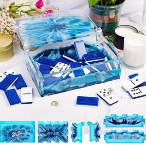 1 pack Domino Storage Box Epoxy Mold Large Storage Container with Lid for DIY Jewelry case Home Decoration Beauty & Personal Care