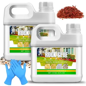 Mulch Glue for Landscaping - .5Gallon Fast-Drying Rock & Gravel Binder -  Mulch Stabilizer for Pine Straw, Pebbles, Outdoor Use,  Spray Adhesive for Weed Barrier & Landscape Rocks Glue