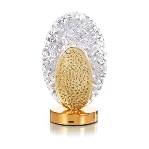 Cordless Crystal Lamp, Touch Sensor Control LED Table Lamp,3 Color Stepless Dimmable Battery Powered Lamp