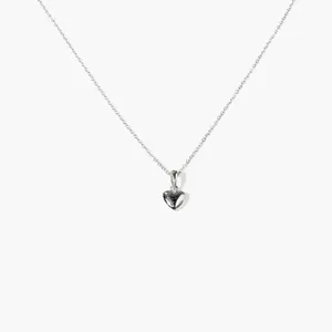 en route Silver Audrey Heart Necklace, Petite Polished Heart Pendant, Perfect for Everyday Styling & Stackable Looks