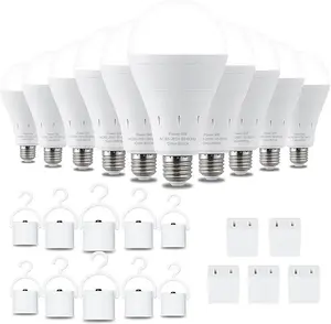【4 PACK】Rechargeable Emergency Light Bulbs A19,Camping Lamp Battery Powered LED Light Bulb 5000K Daylight E26 E27 120 Volt 12W 60W Equivalent with 4000mAh for Home Power Outage Camping Hurricane Thanksgiving decorations, Black Friday
