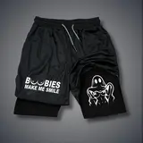 Urben Double-Layer Sports Shorts Graphic Streetwear Shorts Men Outfits Men Vacation Outfits Shorts