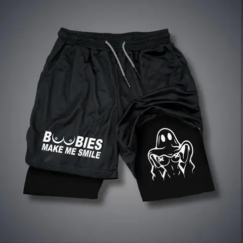 Urben Double-Layer Sports Shorts Graphic Streetwear Shorts Men Outfits Men Vacation Outfits Shorts