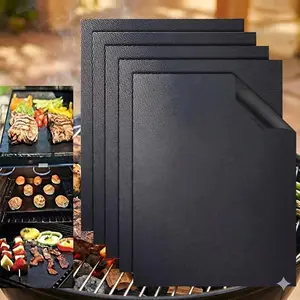 5pcs Professional Non-Stick Teflon BBQ Mats, High Temperature Resistant Reusable Grill Pads, Anti-Slip Wear-Resistant for Grills Air Fryers Ovens Kitchenware