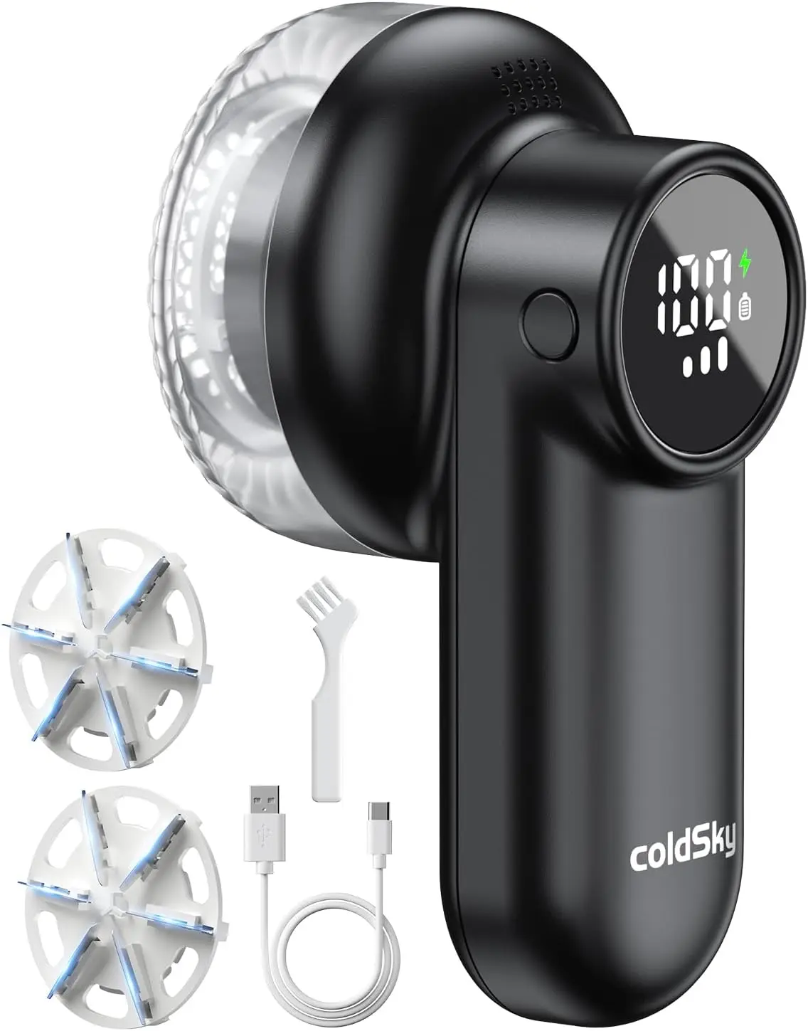Rechargeable Fabric Shaver with Digital Display | 6-Leaf Blade Lint Remover, 3 Speeds, Safety Lock