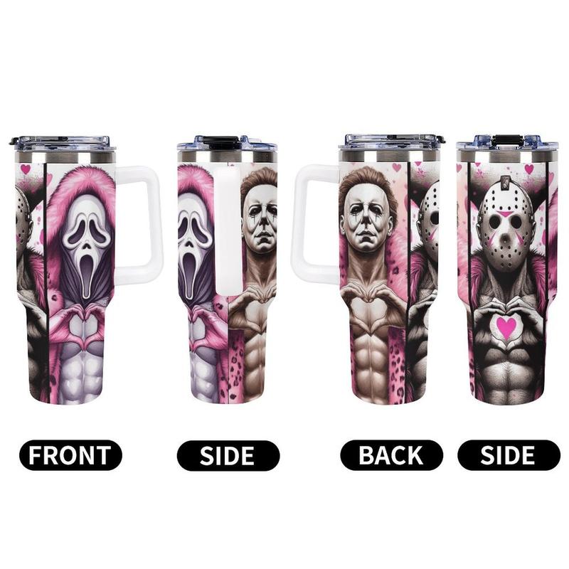 Valentines Day Tumbler, Horror, Scream Tumbler, Glitter Print, 20oz Horror Valentine Tumbler, Pinky Horror Tumbler, Stainless Steel Tumbler Cup with Straw & Lid, Valentine Day Sublimated Tumbler, 40oz Stainless Steel Cup