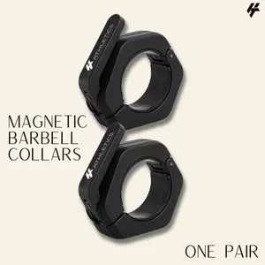 Magnetic Barbell Collars, Non-Slip Barbell Clamps Quick Release clips for Olympic Barbell, Premium Gym Bag Essentials, Weight Lifting, Strength Training, Pair (Black)
