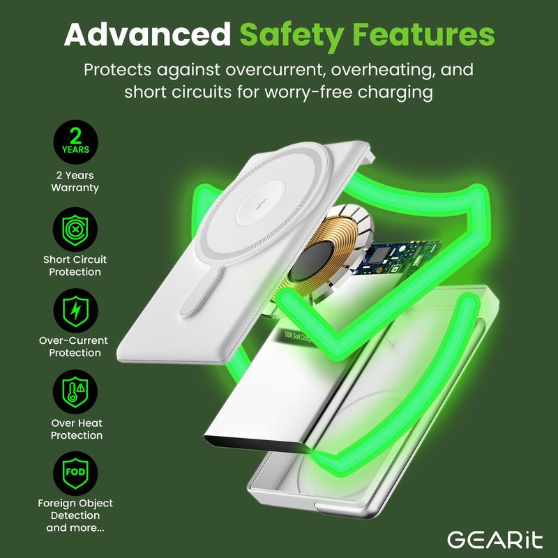 GearIt 2-in-1 MagSafe Wireless 10000mAh Power Bank Portable Charger with Kickstand for iPhone & Apple Watch