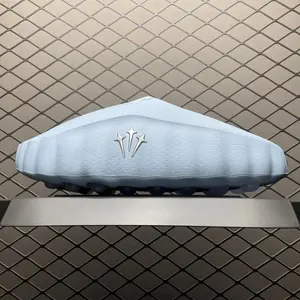 Unisex Sky Blue Perforated Slip On Football Cleats, Flexible Multi Stud Rubber Outsole Soft Light Microfiber Upper Competition Sports Trainers