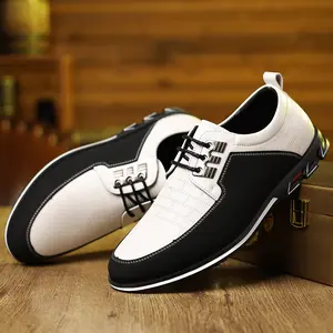 Men's Black Casual-Chic Leather Shoes—Paneled Business & Formal Footwear; Sleek and Trendy Low-Top Sneakers, featuring a modern, avant-garde design that offers versatile styling for both business and casual occasions.