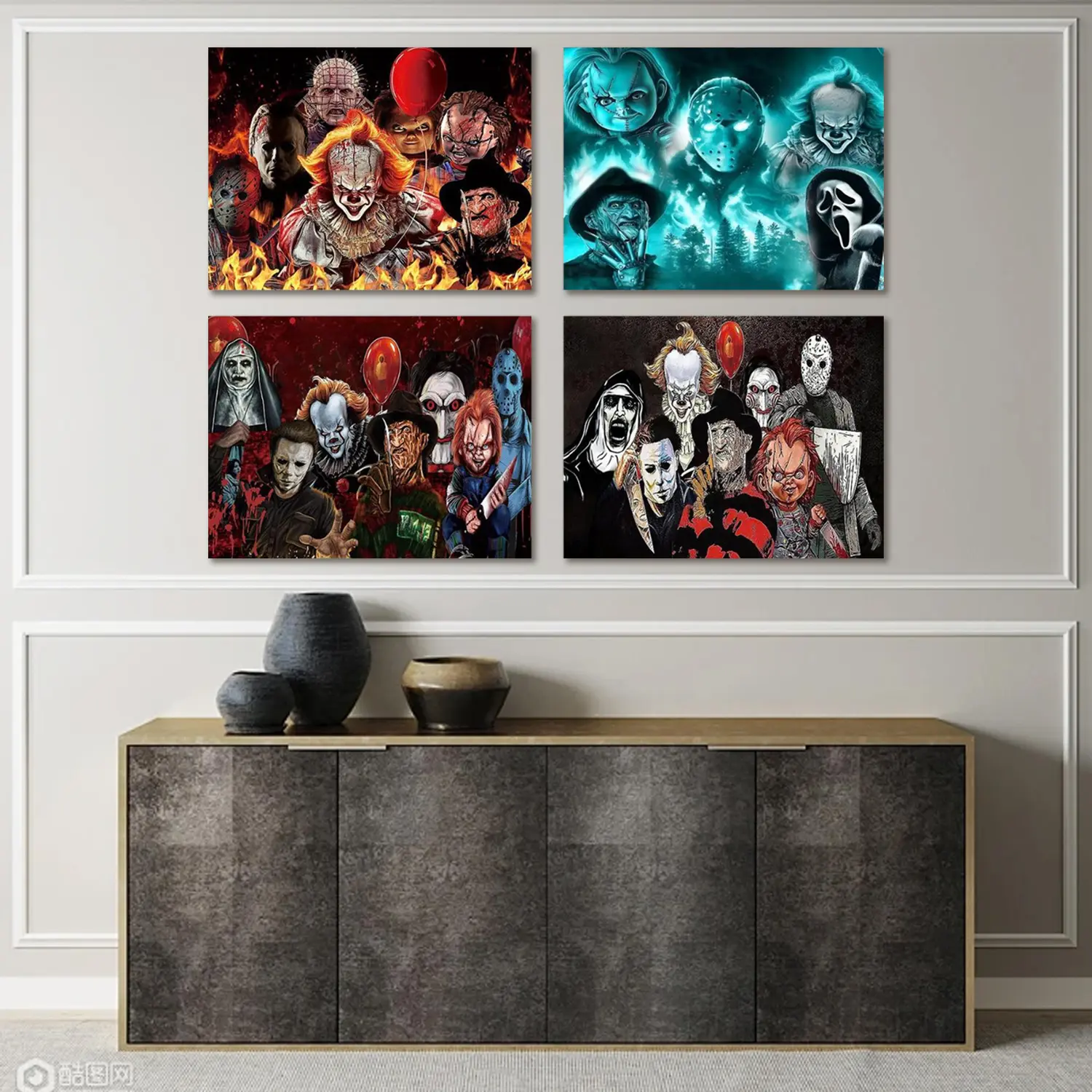 AIBOERL 5D Full Drill Horror Theme Diamond Painting Kit - Round Gems DIY Set with Diamond Art Tools, Adult Beginner-Friendly, Stress-Relief Handmade Living Room Wall Decor Gift