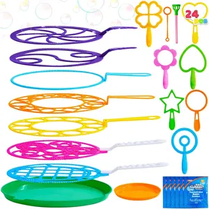 Big Bubble Wands Set Bulk for Kids Summer Outdoor Activity Party Favors, 18 Pcs Giant Bubble Maker with Tray, 12" Large, 6 Pcs Solution Suitable for All Age People