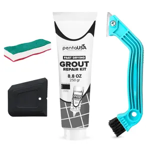 Premixed Acrylic Sanded Tile Grout Repair Kit - Ready to Use Grout Renew Filler for, Shower, & Tile with Grout Removal Tool, Applicator & Sponge, (8.8 Oz - 250gr) (Black)