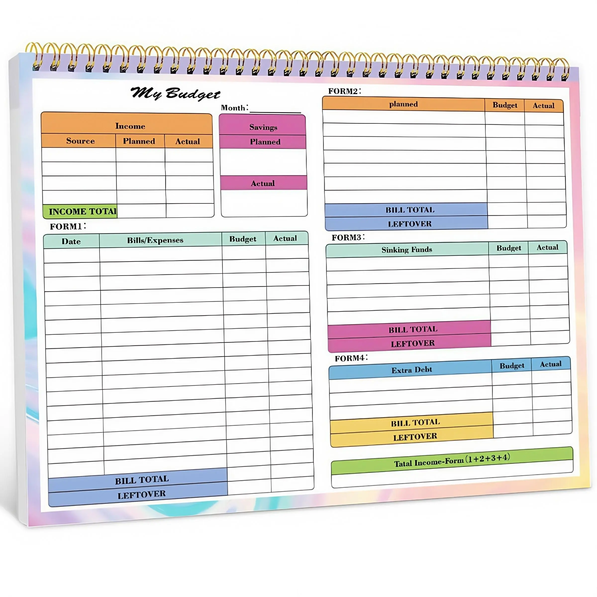 B5 Budget Planner Notebook, Daily Expense Financial Planner, Financial, Bill and Payment List Organizer, Household Planning Spiral Notebook, Tracking