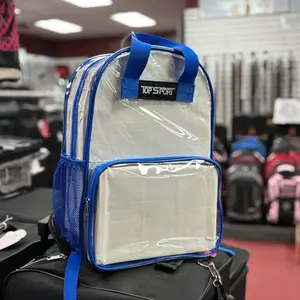 Royal blue 16" Clear Backpack with Front Pocket – Stylish & Durable School Bag